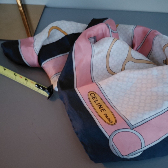 Celine Pink and Navy Designer Scarf - Picture 1 of 1
